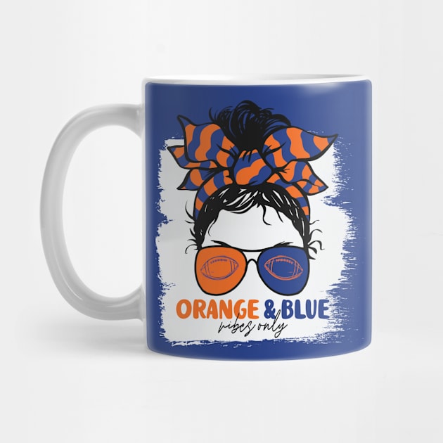 Orange and Blue Vibes Only Football Mom Messy Hair Gameday by SLAG_Creative